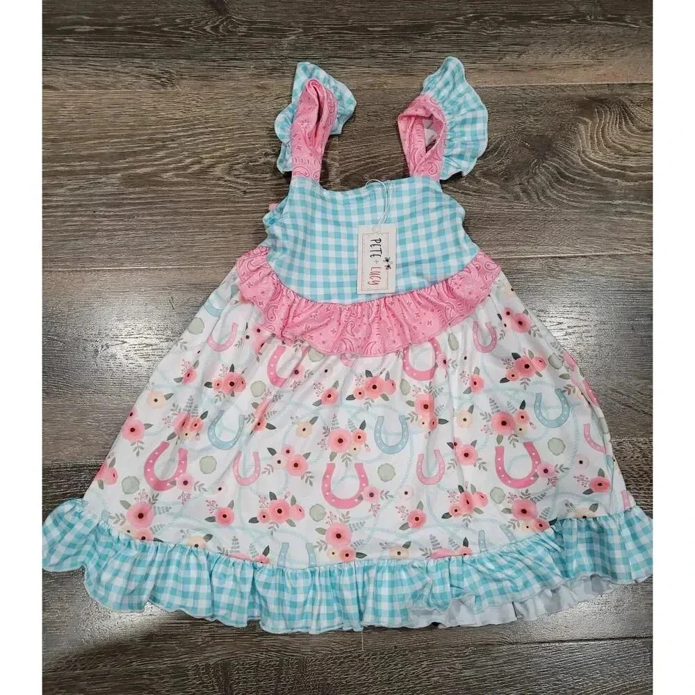 Pete & Lucy Western Horseshoe Toddler Girl Dress size 2t #r - Picture 2 of 3